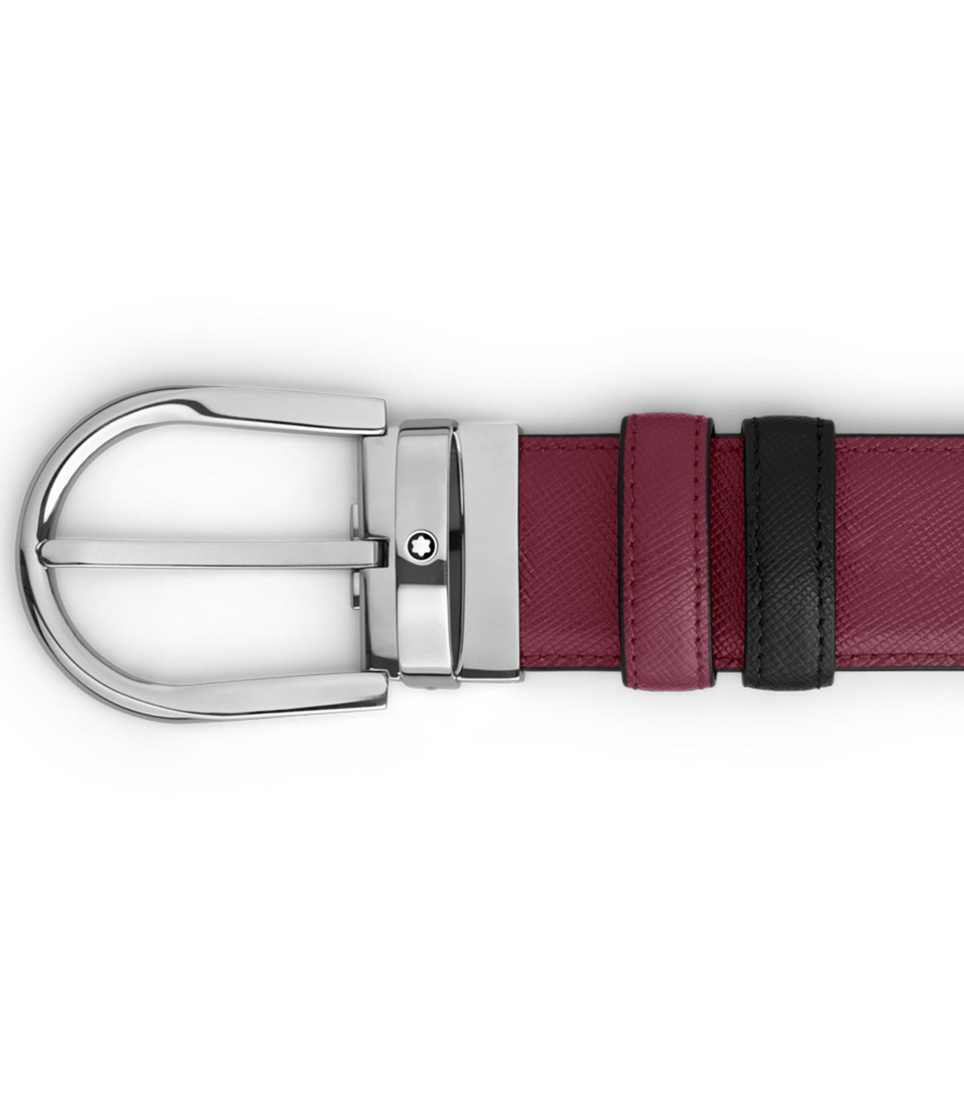 Horseshoe Buckle 35mm Reversible Leather Belt Black/Cassis