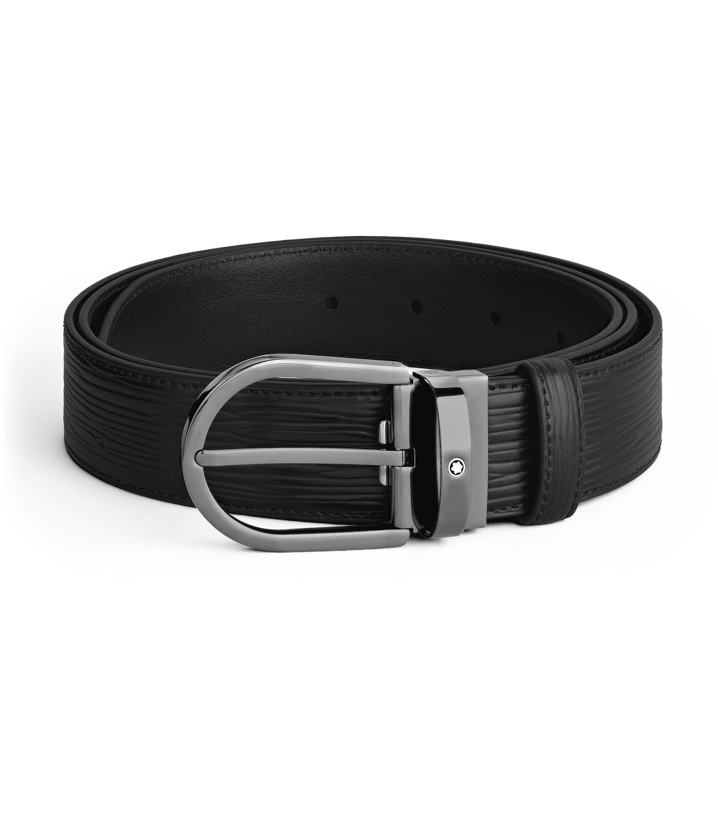 Horseshoe Buckle Black 35mm Leather Belt