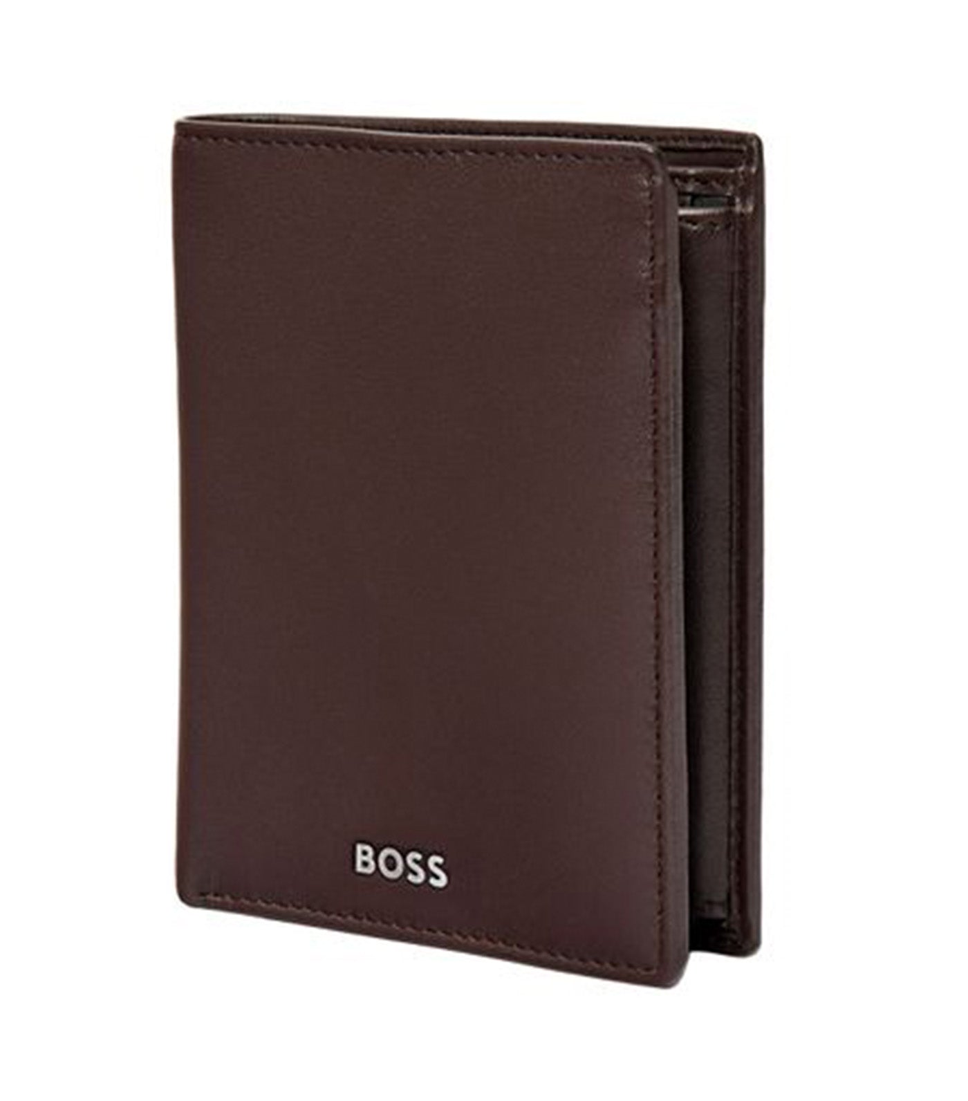 Card Holder with Flap and Money Pocket Classic Smooth Brown