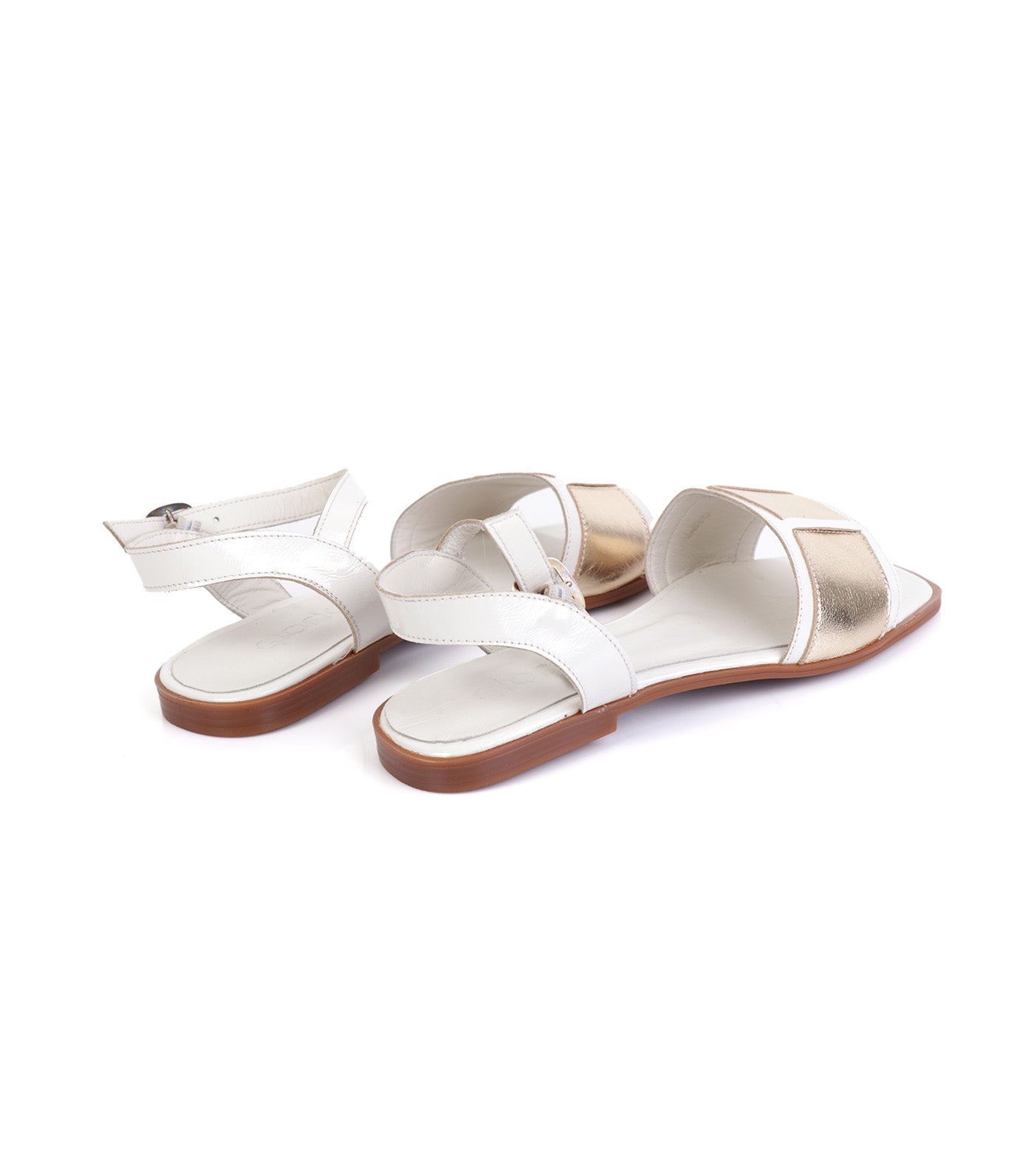 Sandals Beige Patent/Gold