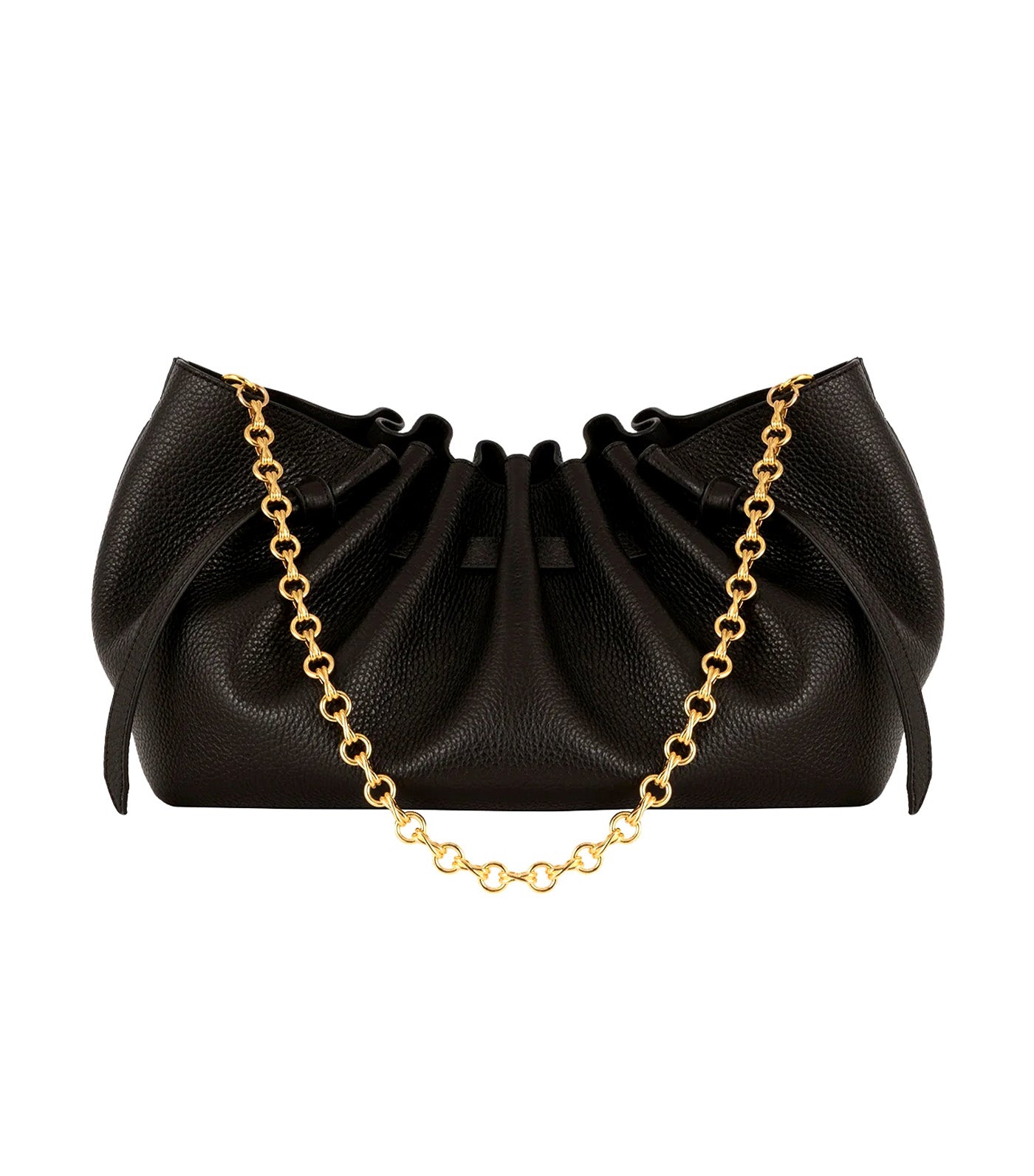 Scallop Clutch Black Pebble Grained Leather