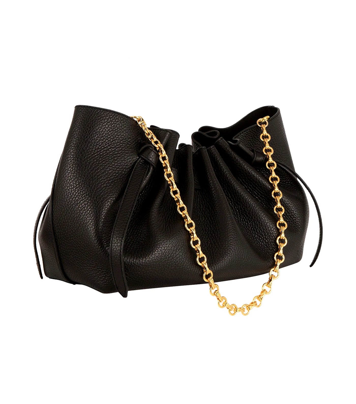 Scallop Clutch Black Pebble Grained Leather