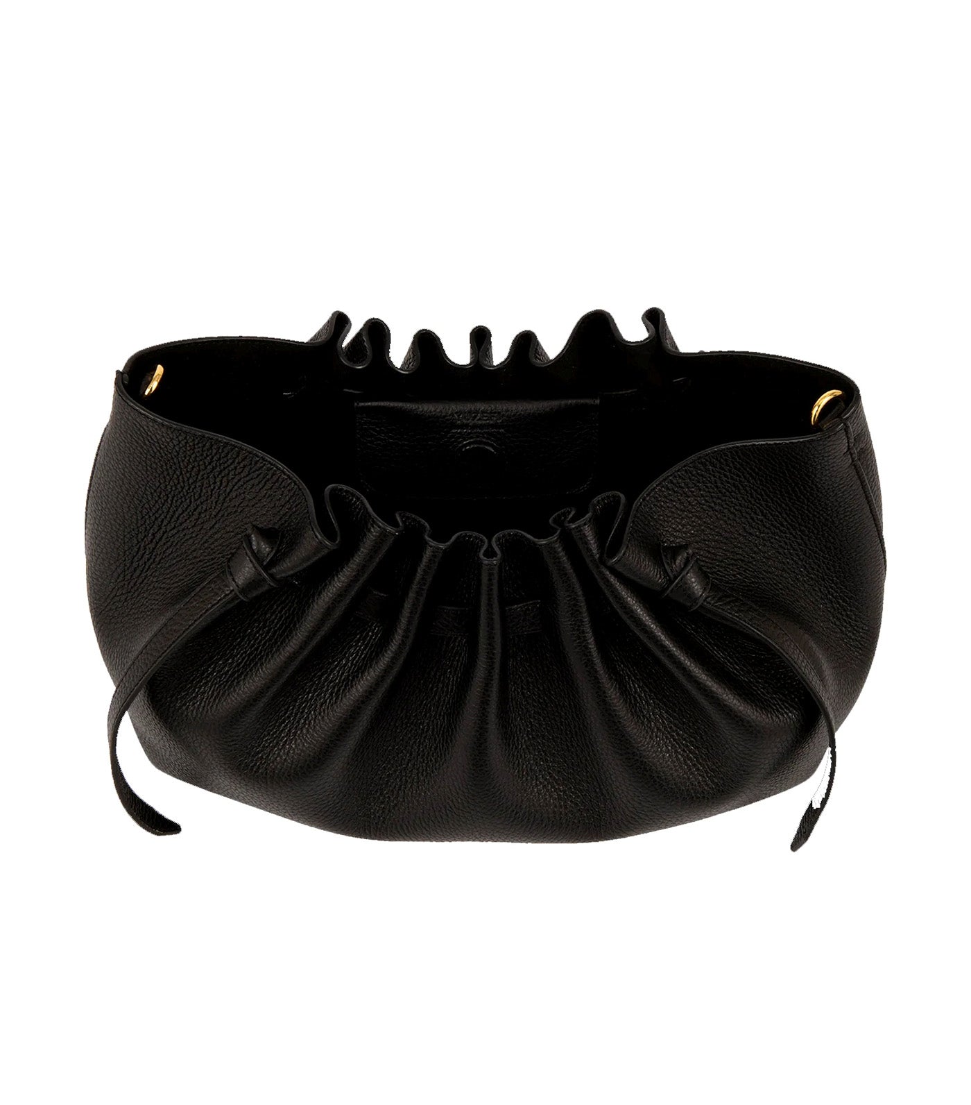 Scallop Clutch Black Pebble Grained Leather