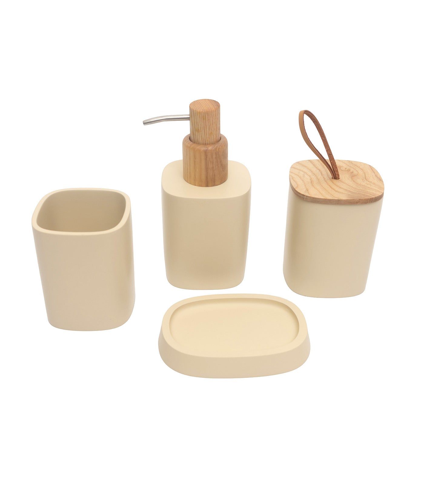 Bath Accessory 4-Piece Set Beige