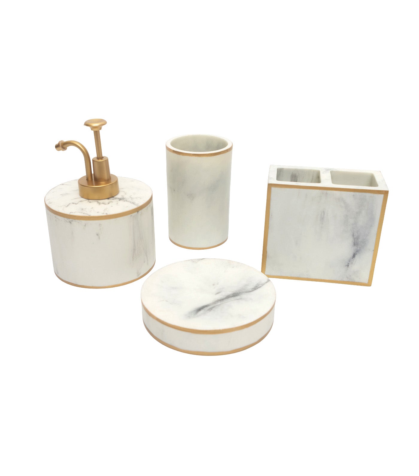 Bath Accessory 4-Piece Set Marble