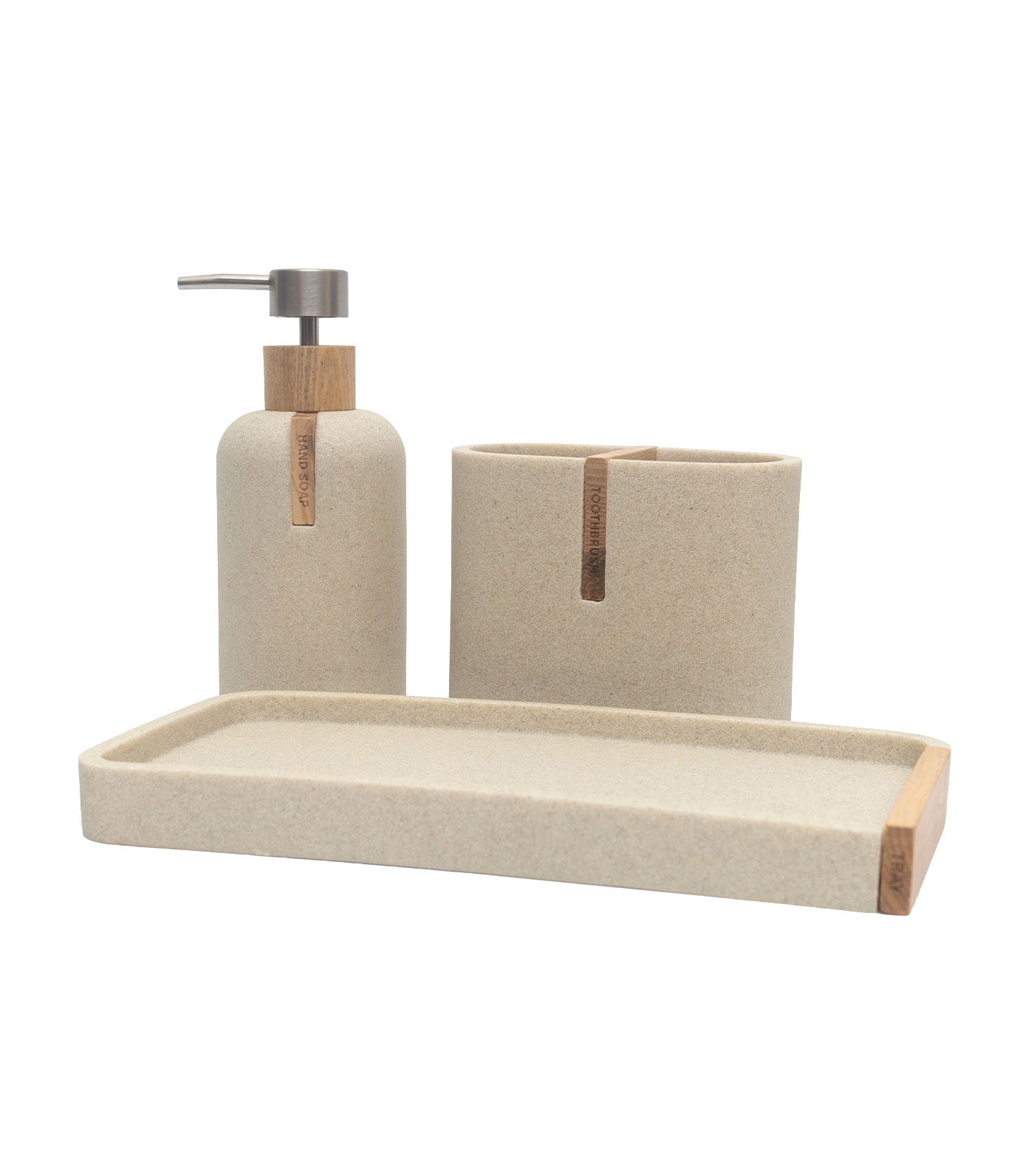 Bath Accessory 3-Piece Set Sand Beige