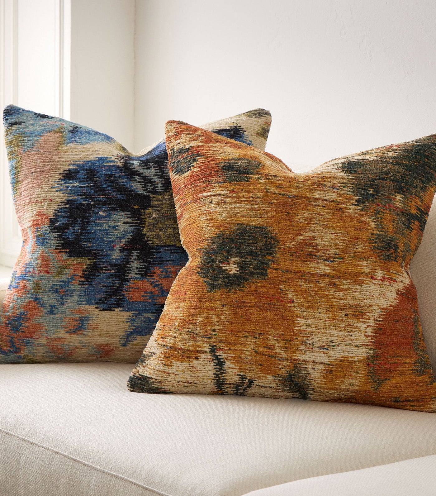 Floral Ikat Pillow Cover Dark Horseradish