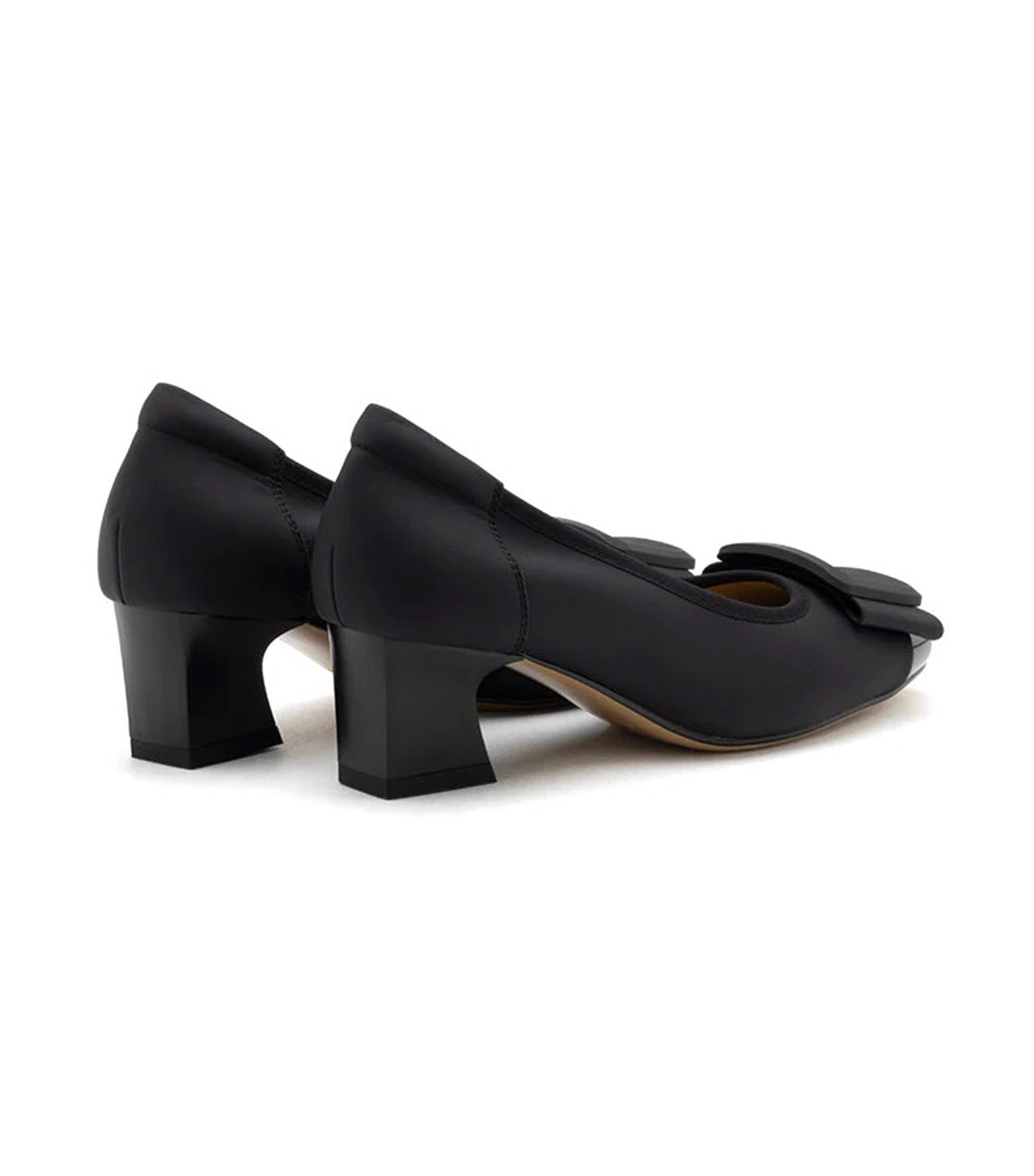 Penelope Elegant Buckle Block Heels Black