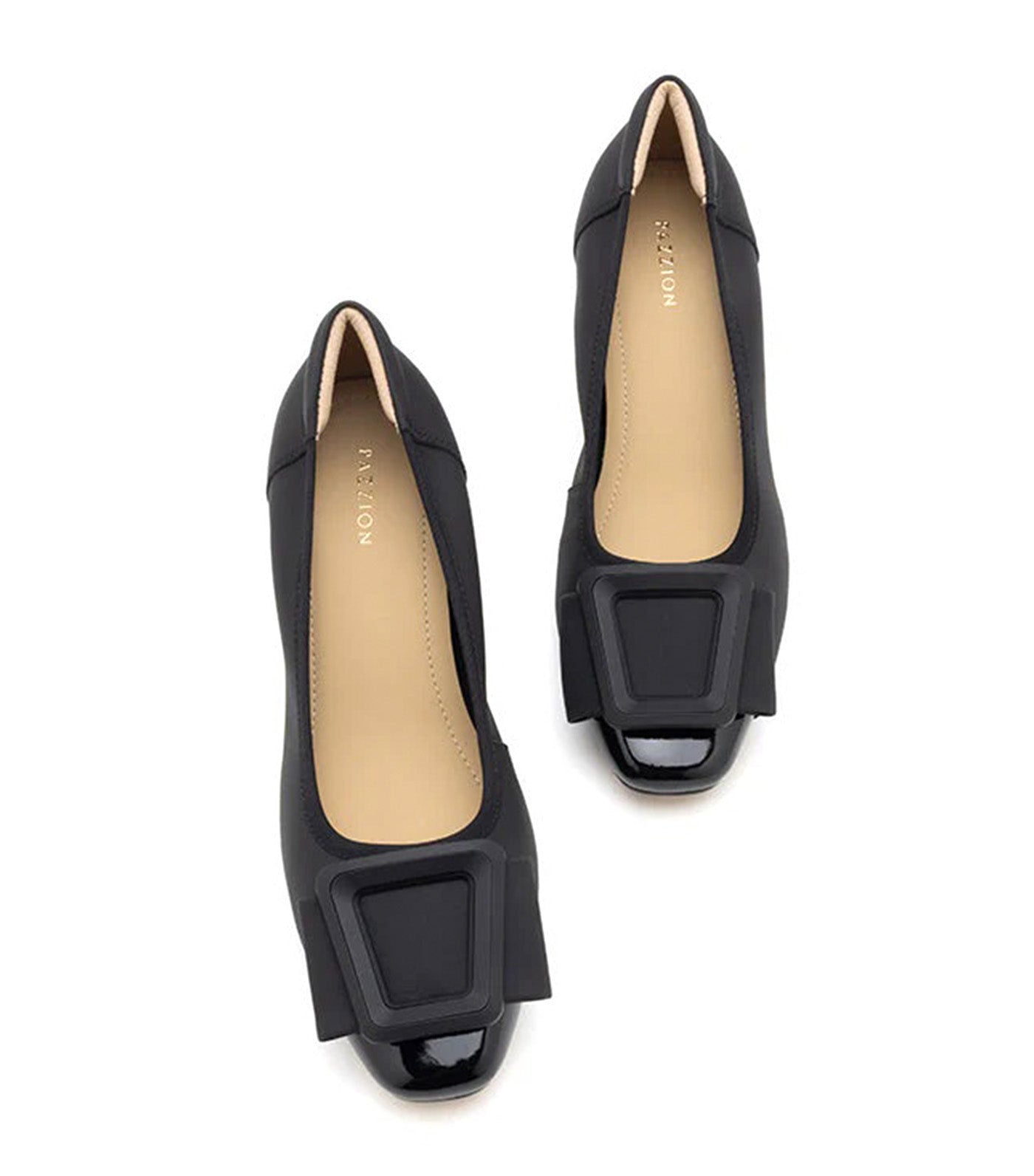 Penelope Elegant Buckle Block Heels Black