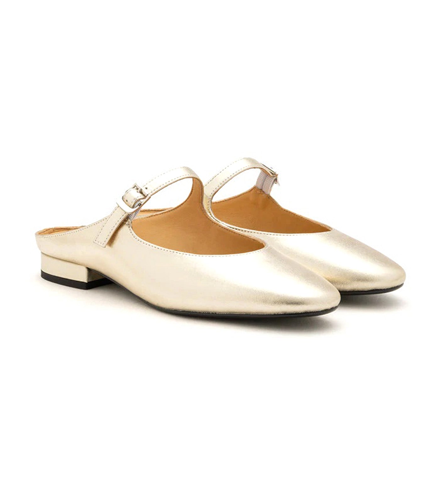 Maia Strapped Mules Gold