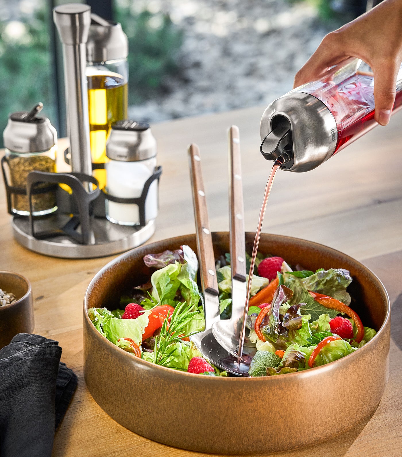 Kippo Vinegar - Oil and Spice Cruet Stand, 5pc Set