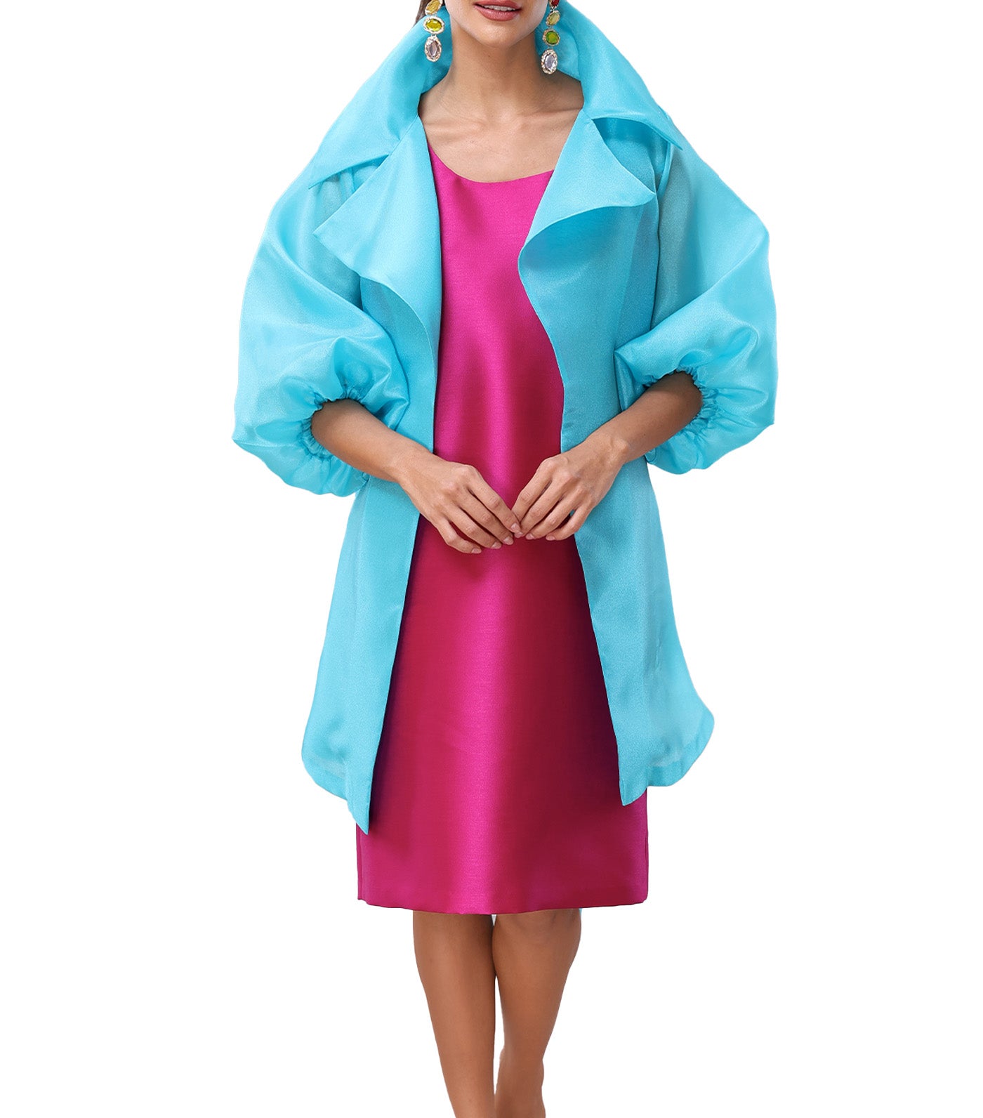 Nicky Organdy Coat Aqua