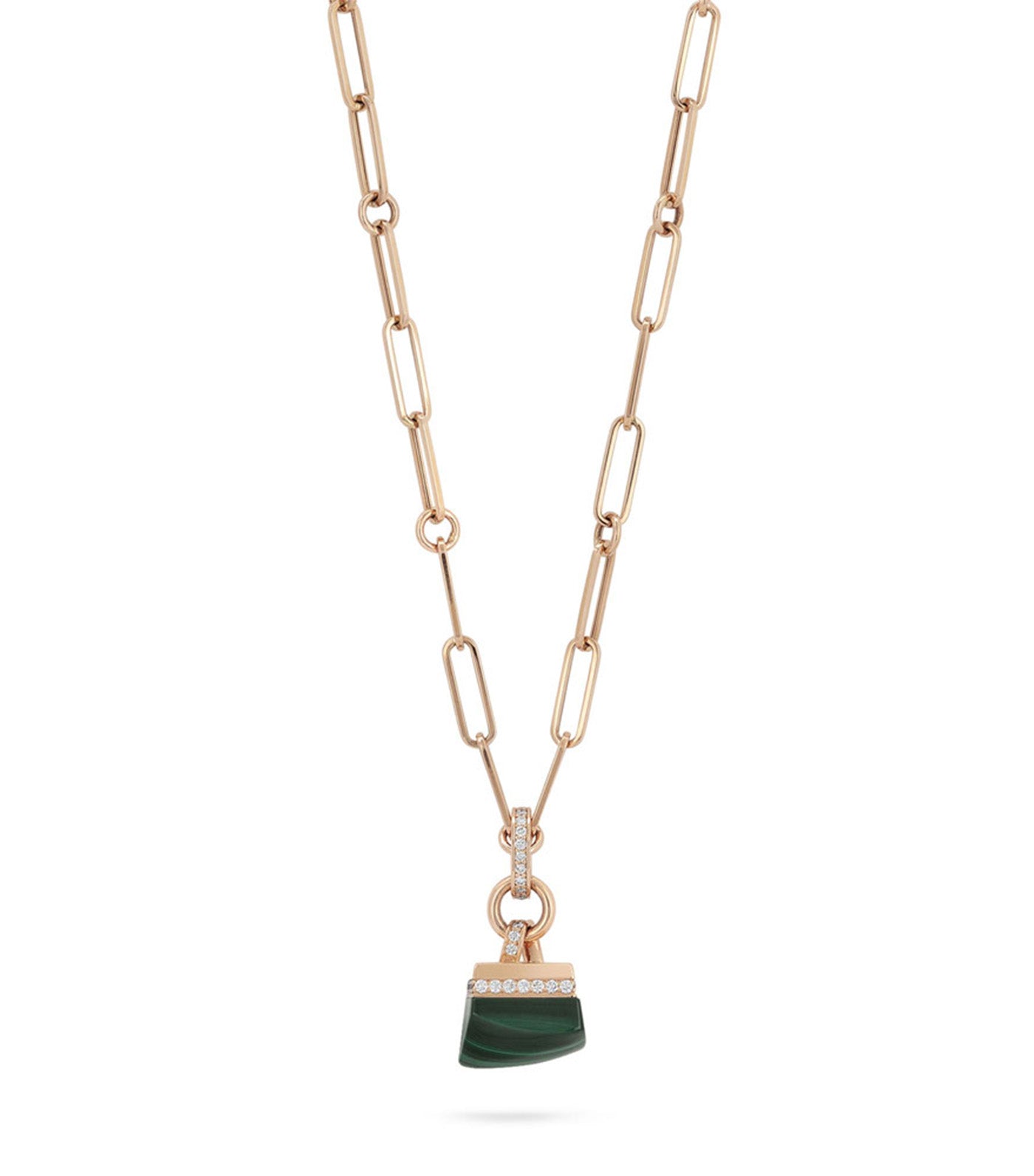 Sauvage Prive Necklace with Diamonds and Malachite Rose Gold