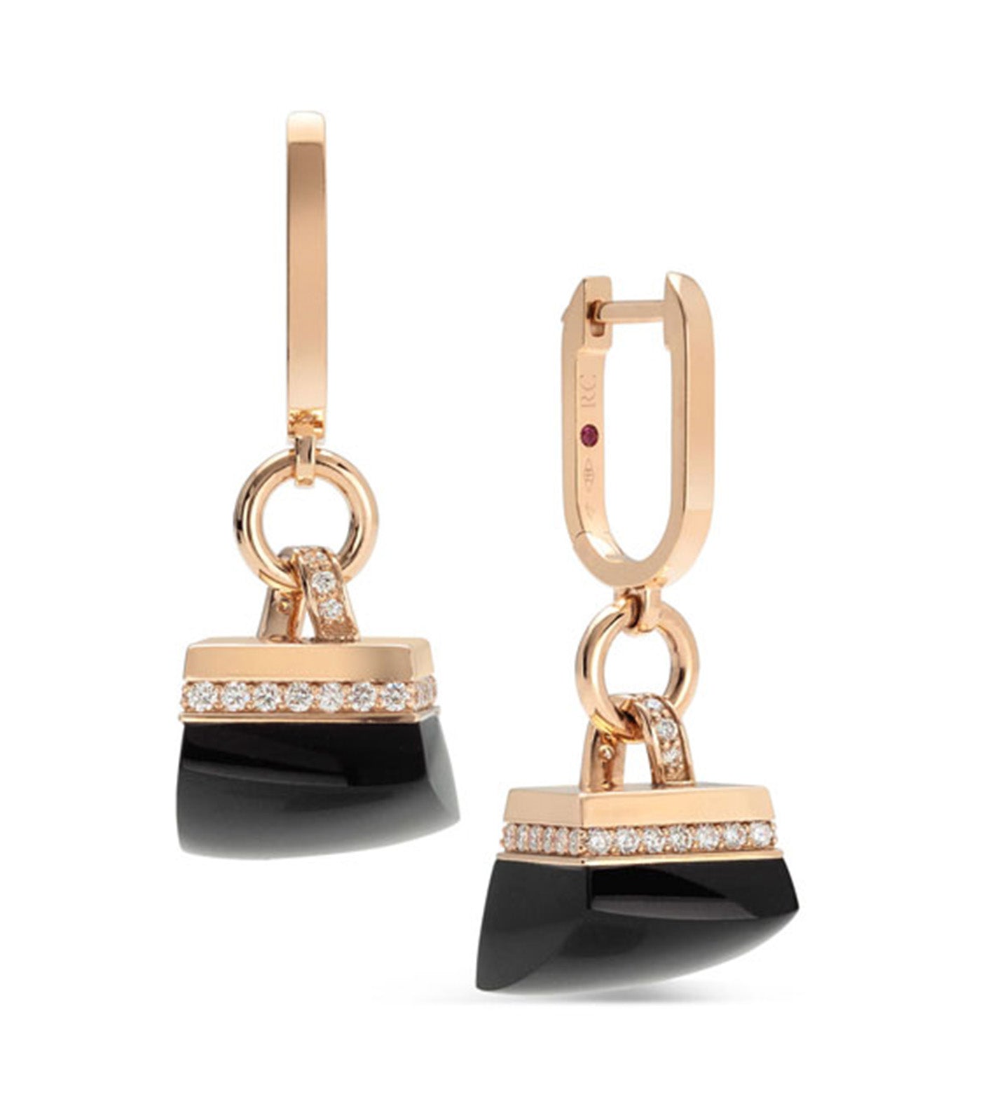 Sauvage Prive Earrings with Diamonds and Black Jade Rose Gold