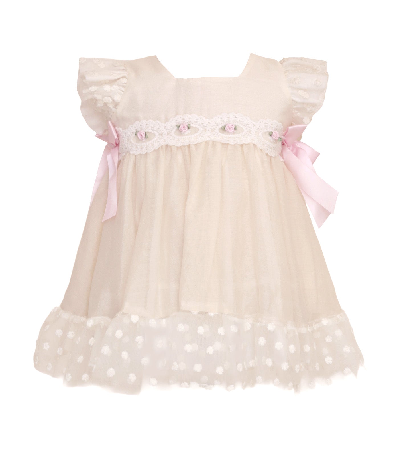 Girls Christening Dress Style No. 3 with Hat Cream