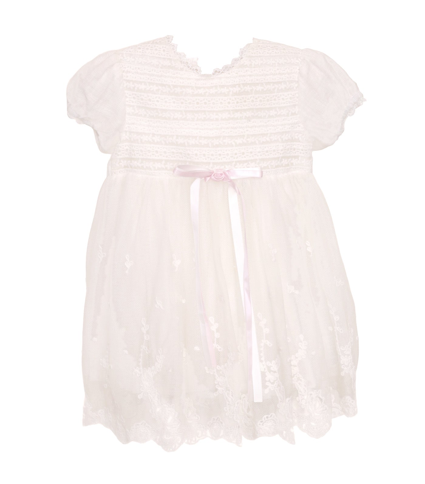 Girls Christening Dress Bow Style 17, Without Hat Pink