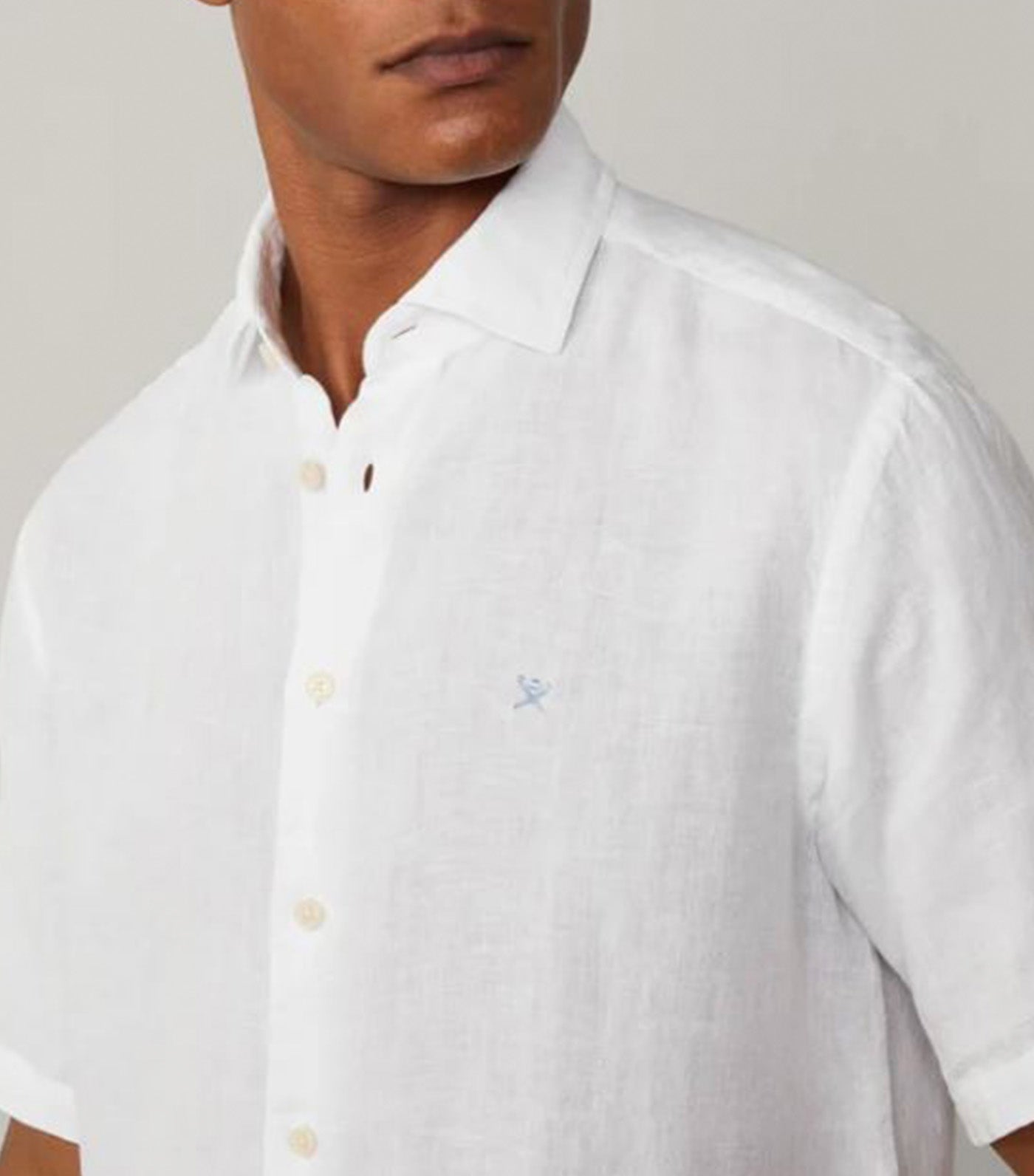 Tailored Fit Linen Short Sleeve Shirt Optic White