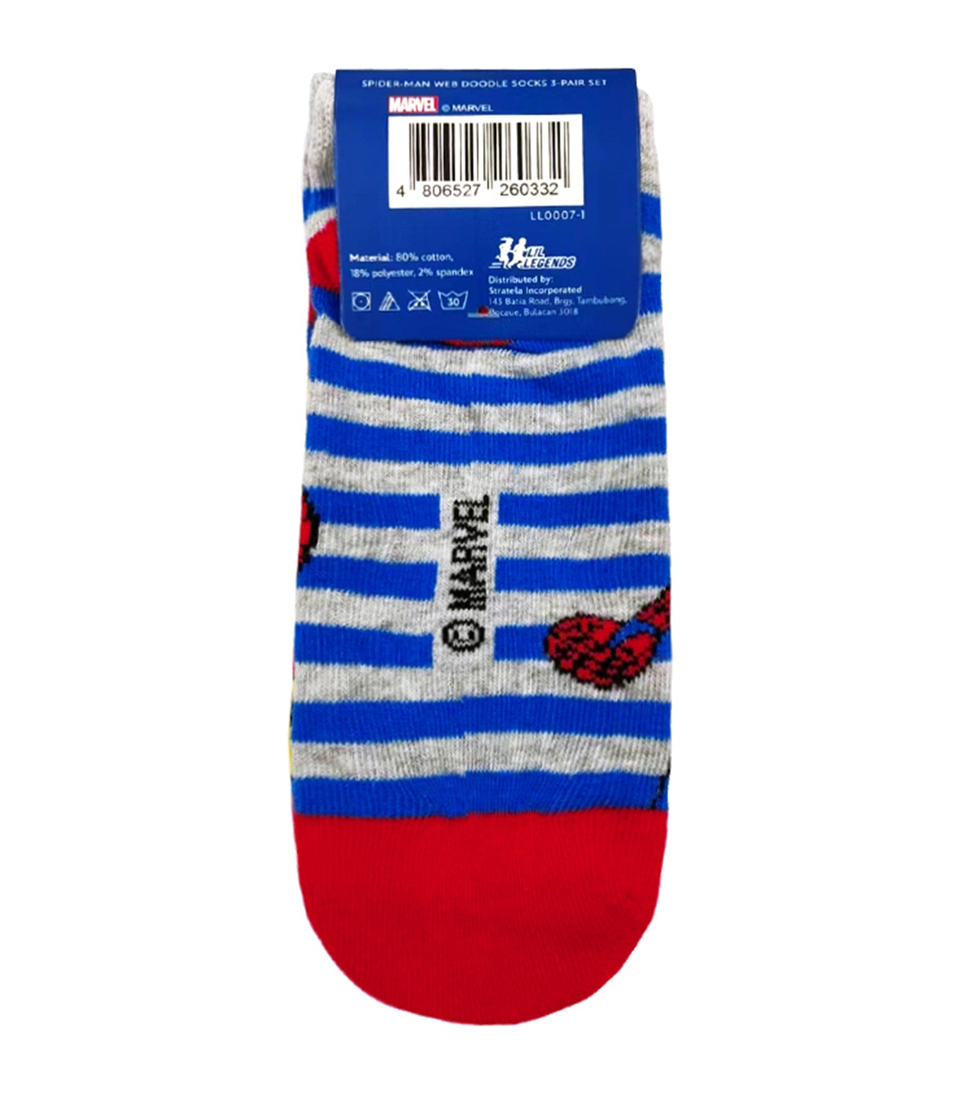 Lil Legends Sneaker Socks (3-Pair Pack) Spider-Man Web Doodle Pop Socks