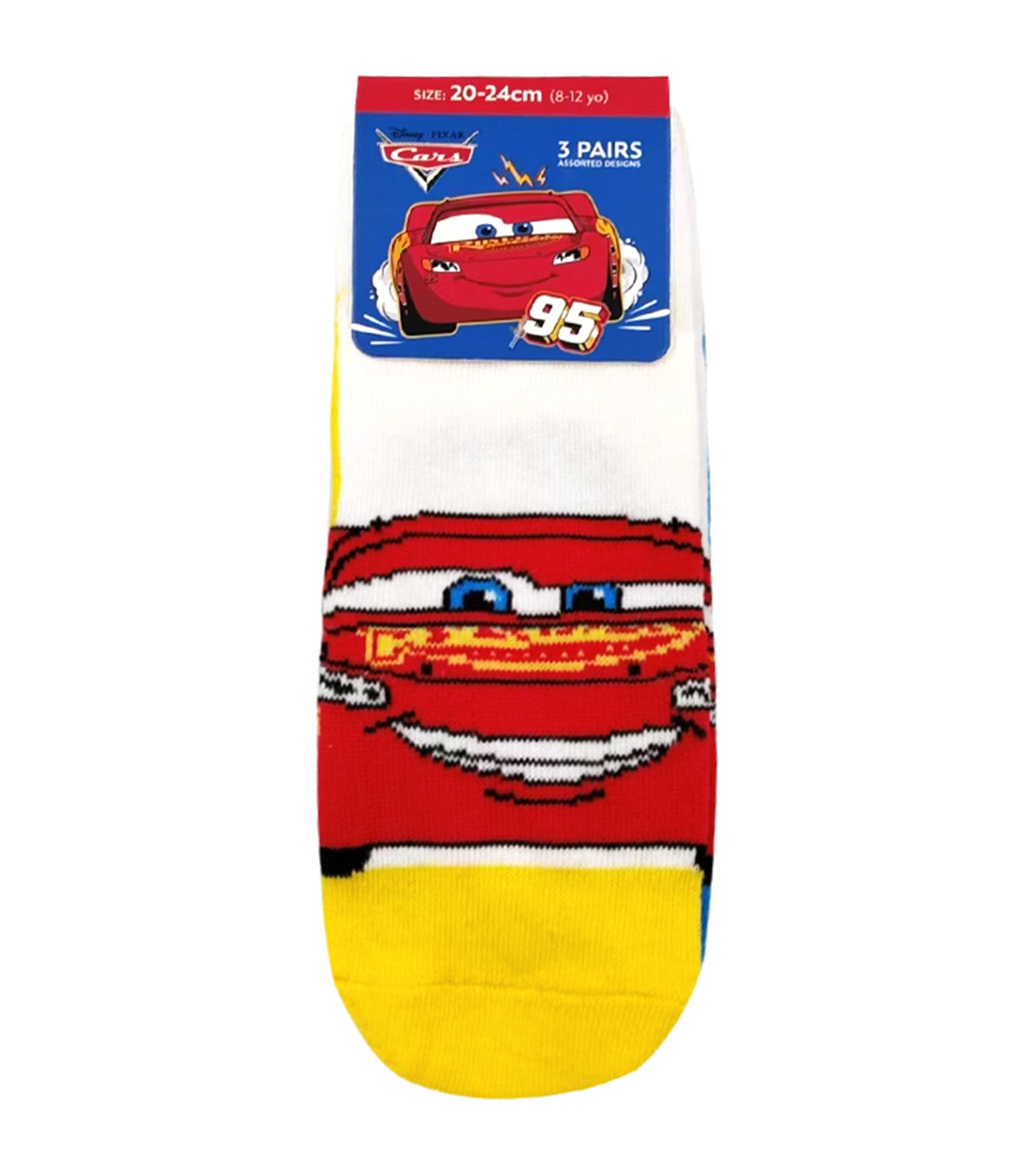 Lil Legends Sneaker Socks (3-Pair Pack) - Cars McQueen White Socks