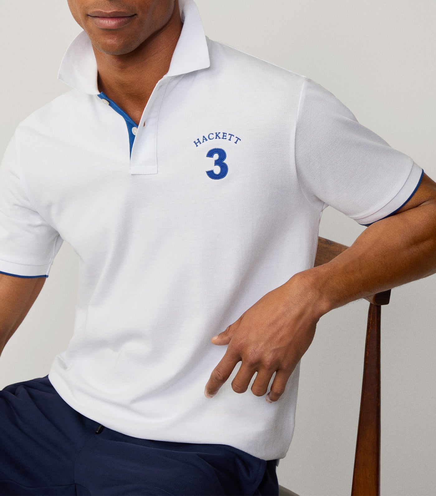 Classic Fit Short Sleeve Number Polo Optic White