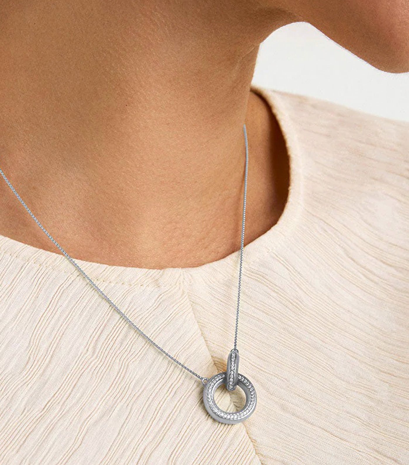 Colette Pave Hoop Pendant Silver