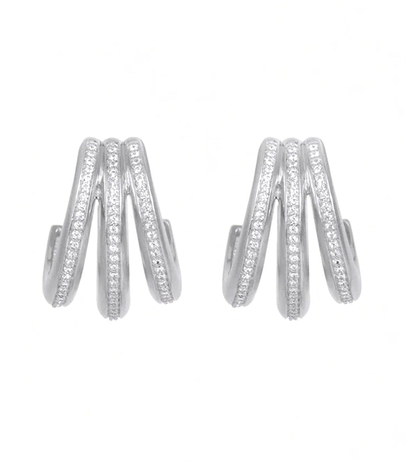 Dauphine Pave Hoop Earrings Silver