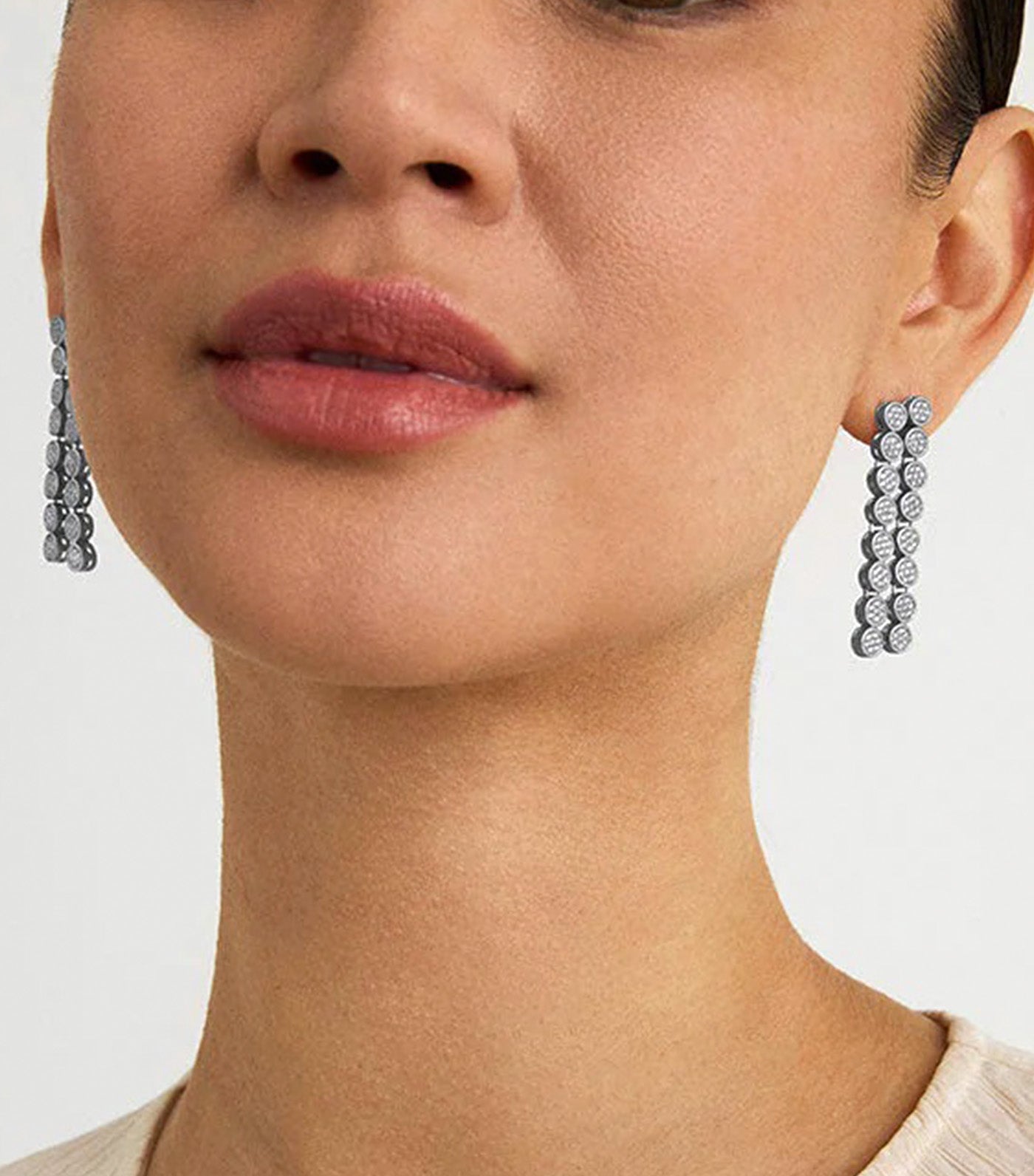 Mirabeau Pavé Statement Drop Earrings Silver