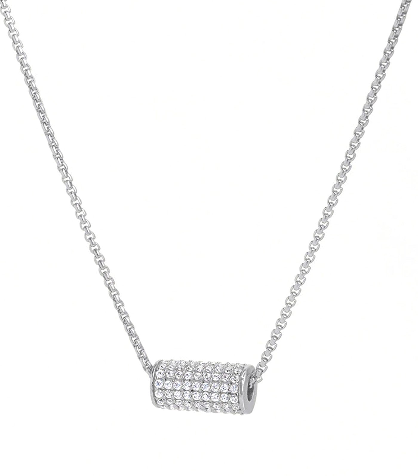 Petit Pavé Mini Tube Necklace Silver