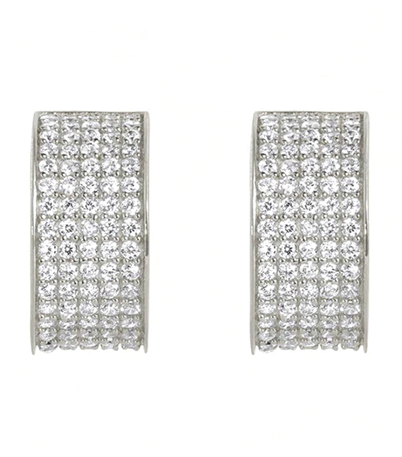 Petit Pavé Thick Huggie Hoops Silver