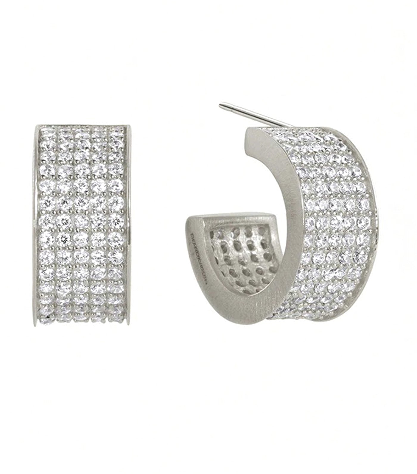 Petit Pavé Thick Huggie Hoops Silver
