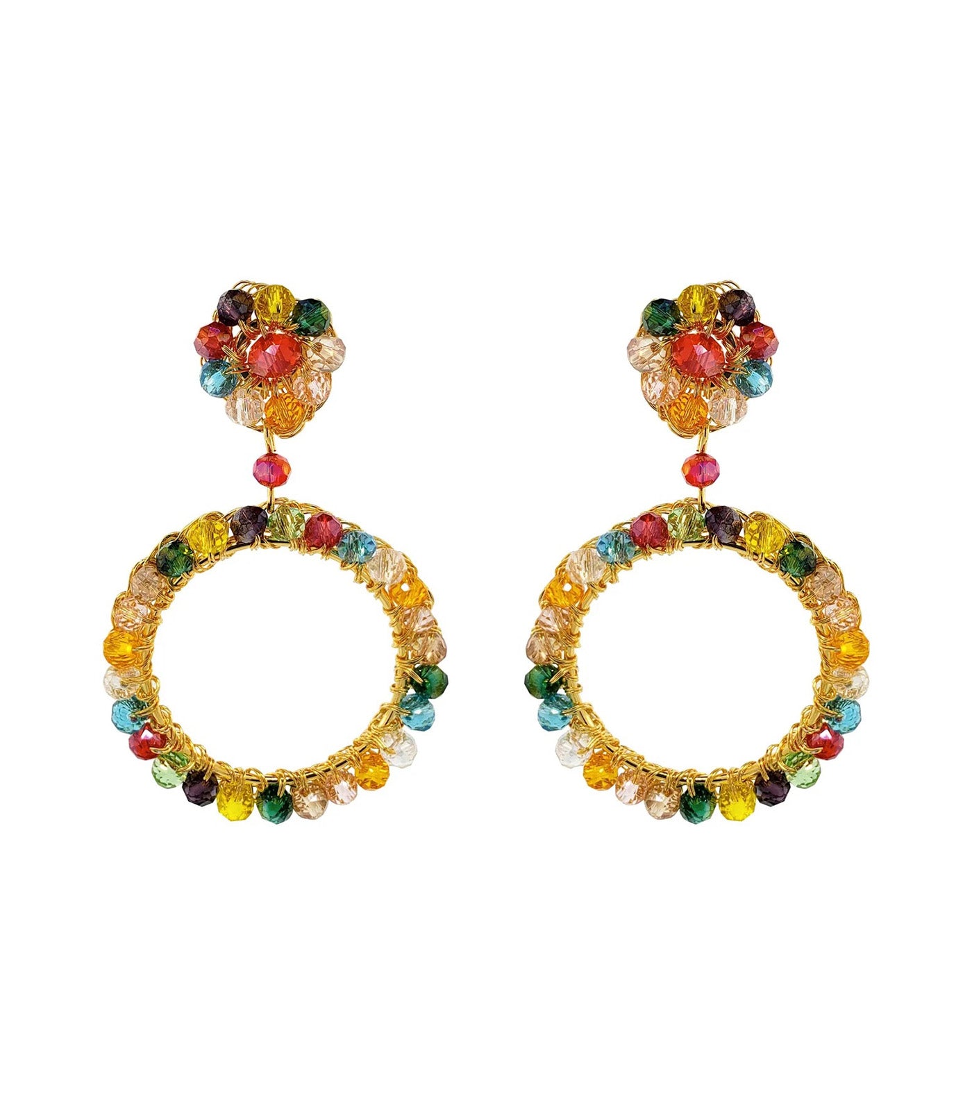 Leah Handmade Crochet Earrings Multicolor and Gold