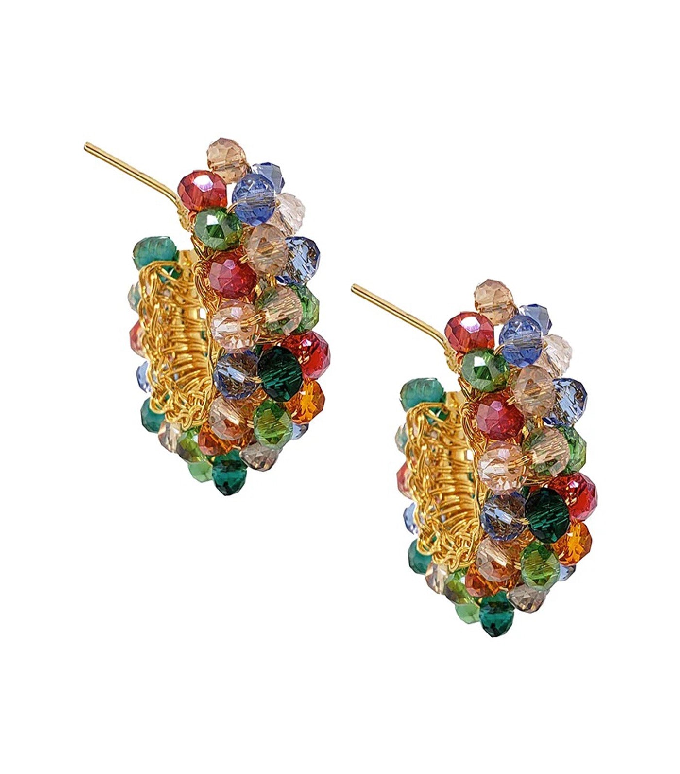 Dandelions Hoops Handmade Earrings Multicolor and Gold