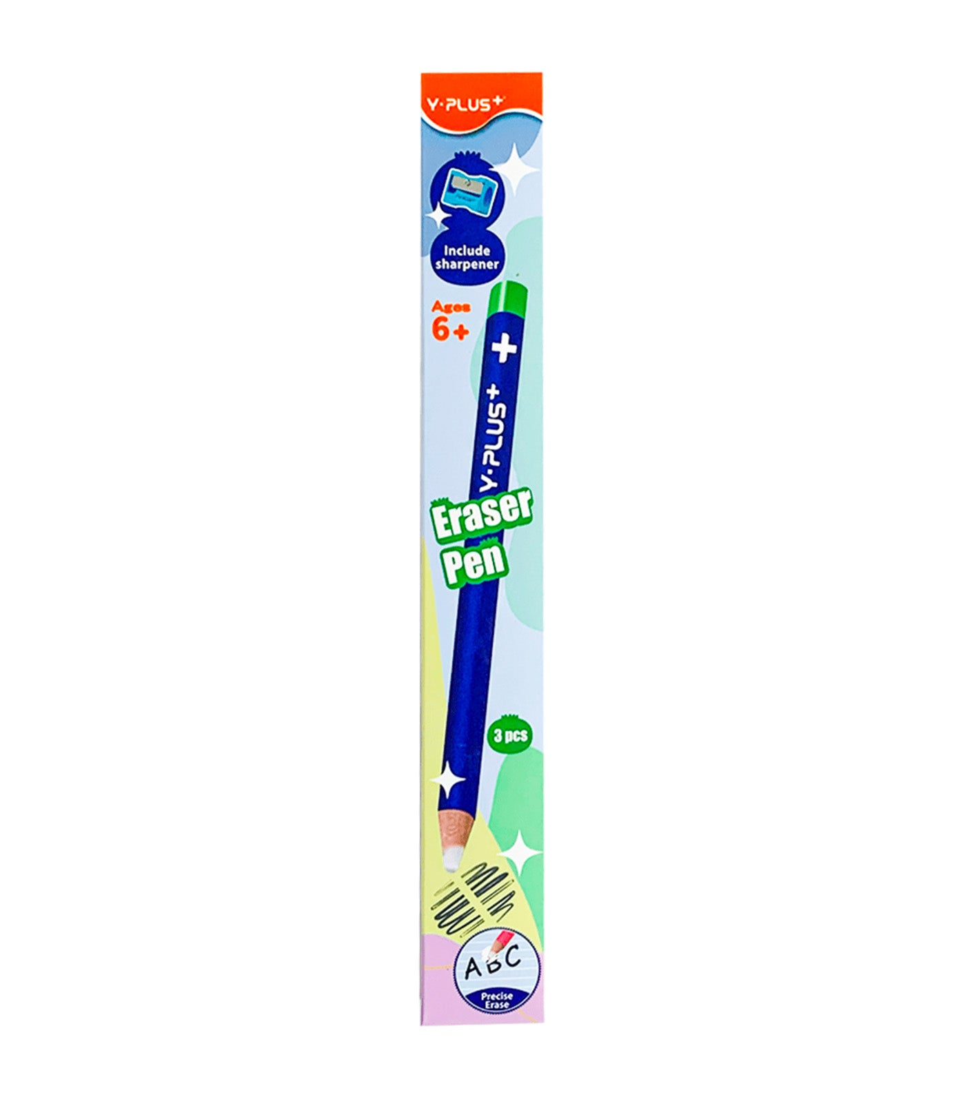 2pcs Eraser Pen with 1pc Sharpener