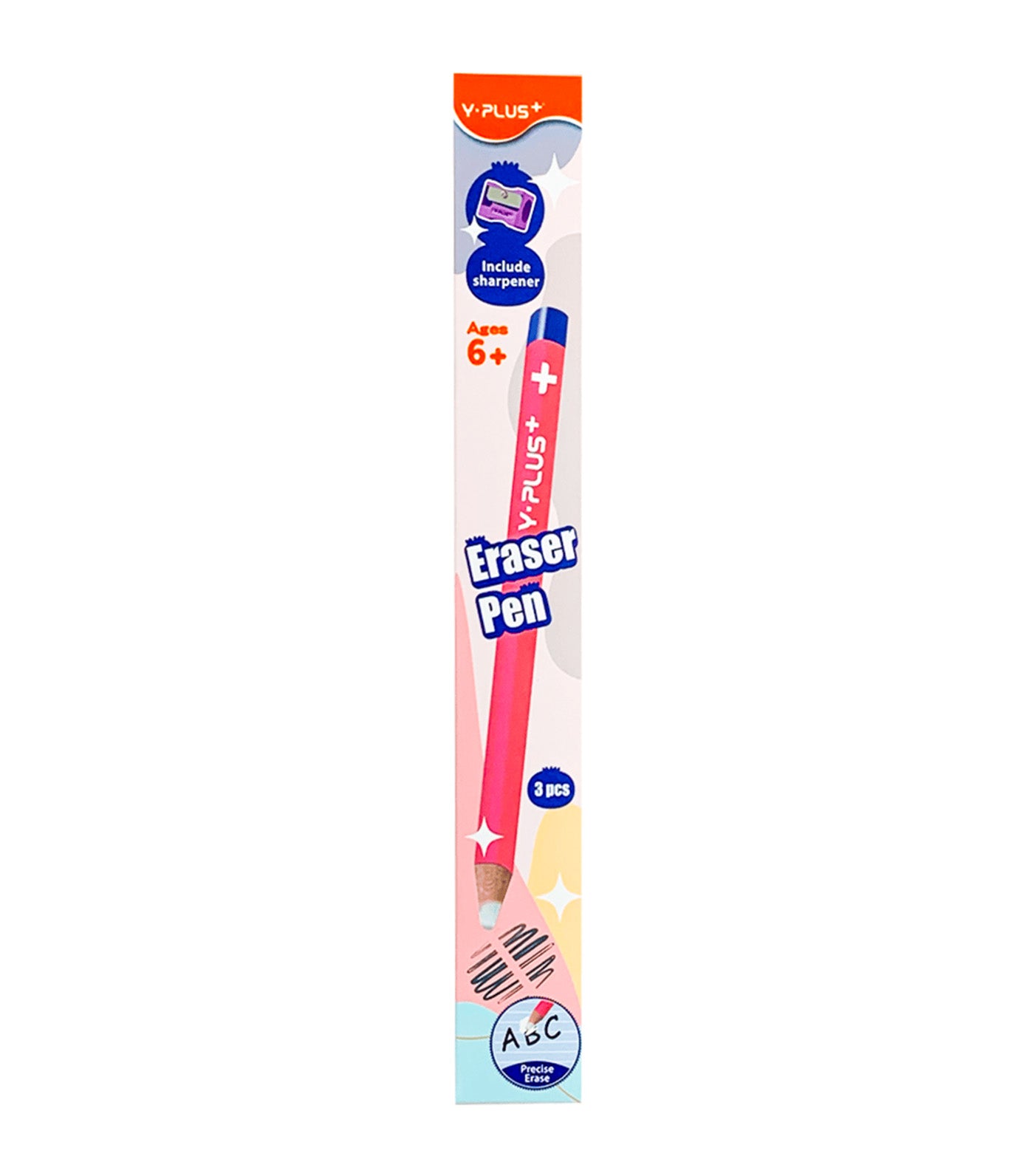 2pcs Eraser Pen with 1pc Sharpener