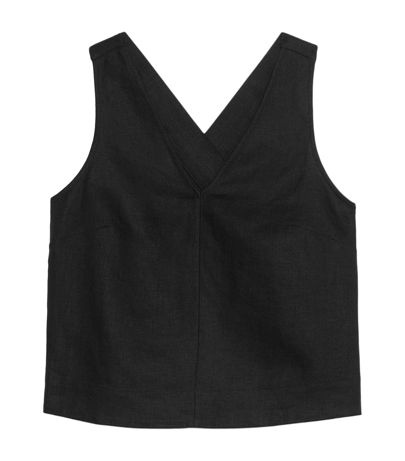 Linen Cross-Back Tank Black