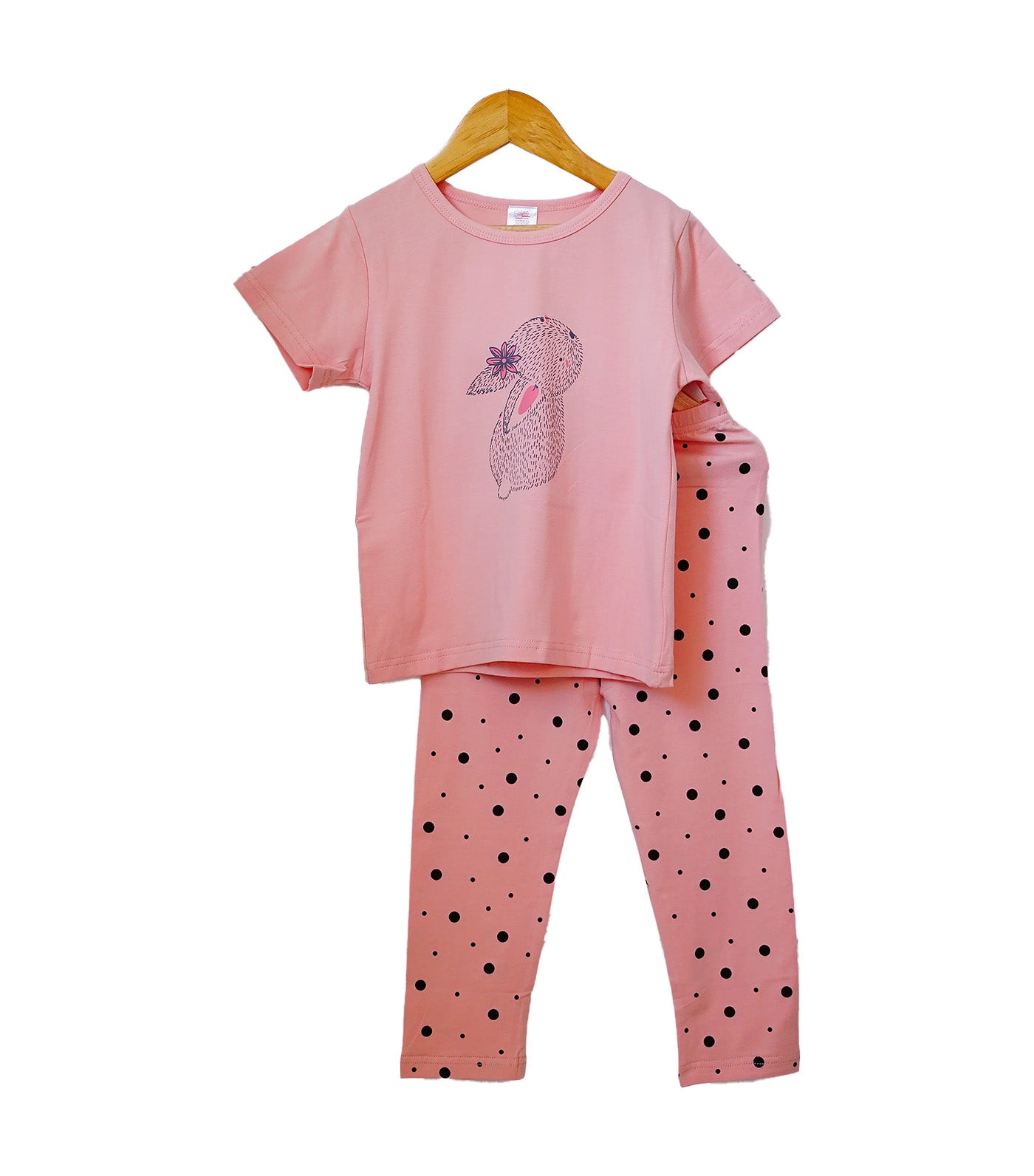Fly High Bunny Loungewear Short Sleeves with Pants Pink