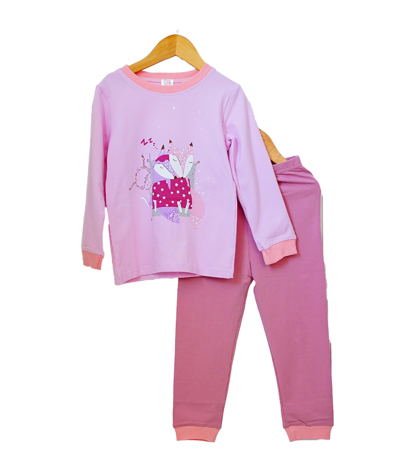 Twin Fox Loungewear Long Sleeves with Pants Pink
