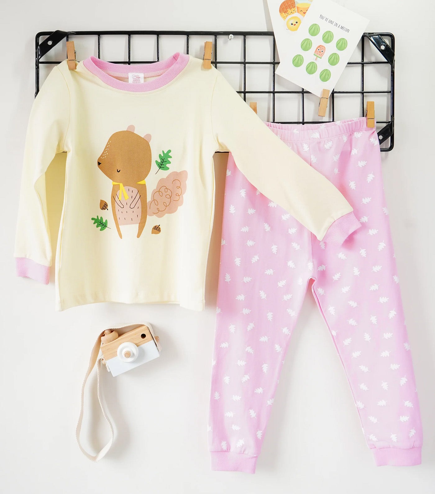 Squirrel and Nut Loungewear Long Sleeves with Pants Yellow