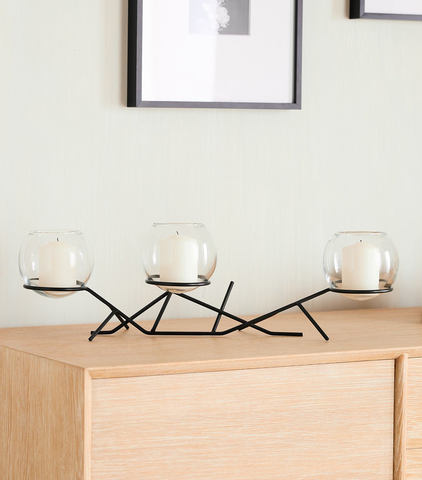 3-Piece Glass Globe Candleholder