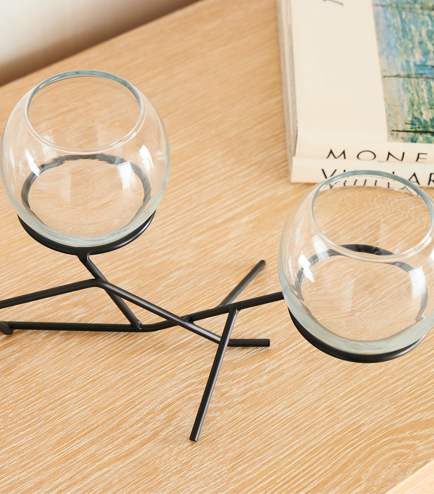 3-Piece Glass Globe Candleholder