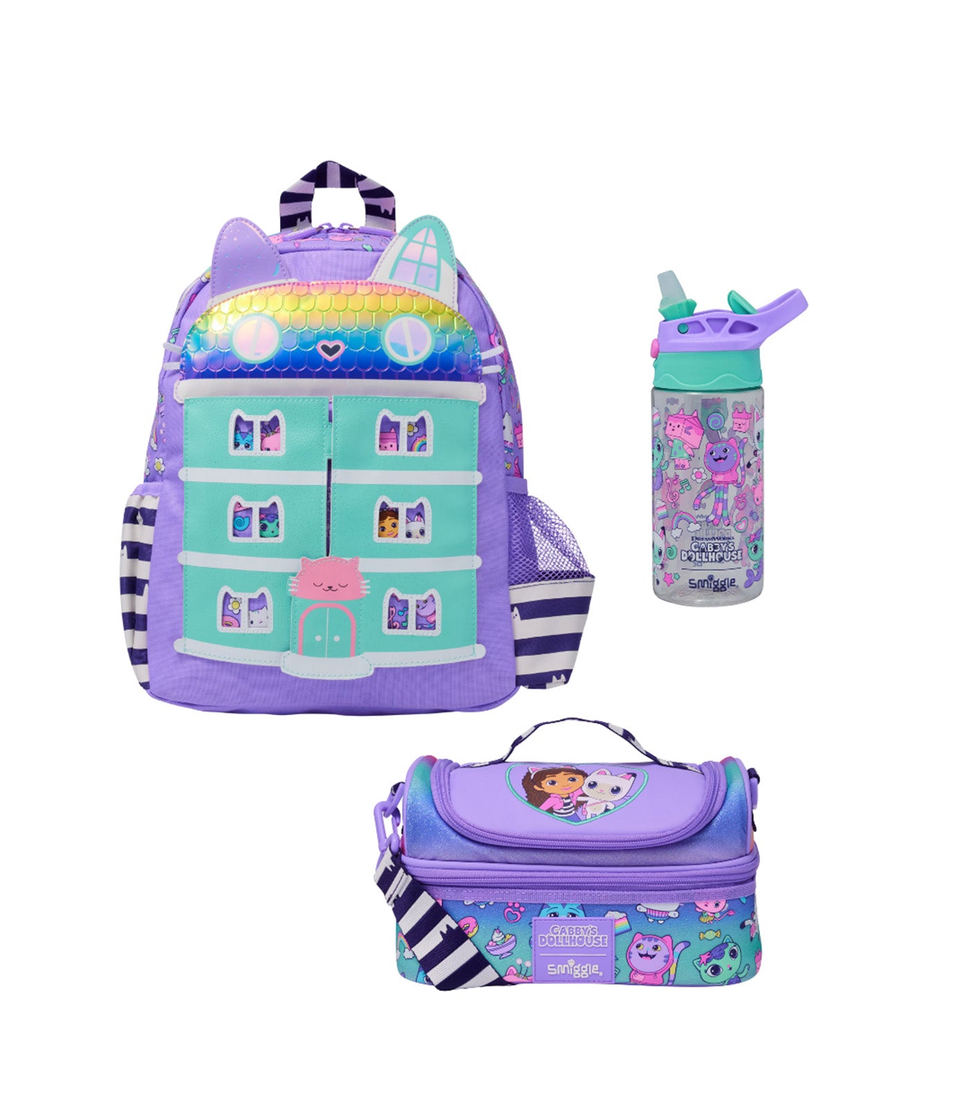 Smiggle Gabby's Dollhouse Junior Backpack with Bottle and