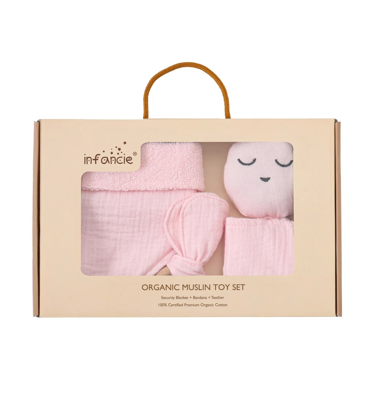 3-Piece Organic Muslin Set of Toy, Bib & Teether