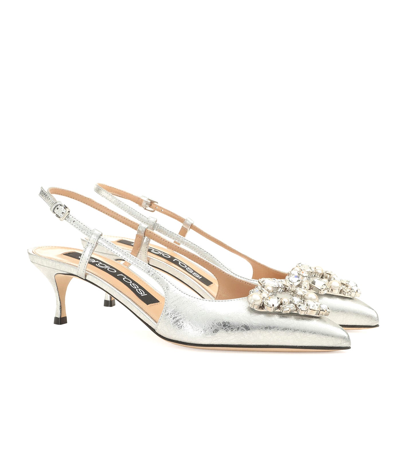 SR Godiva Precious Slingbacks Silver