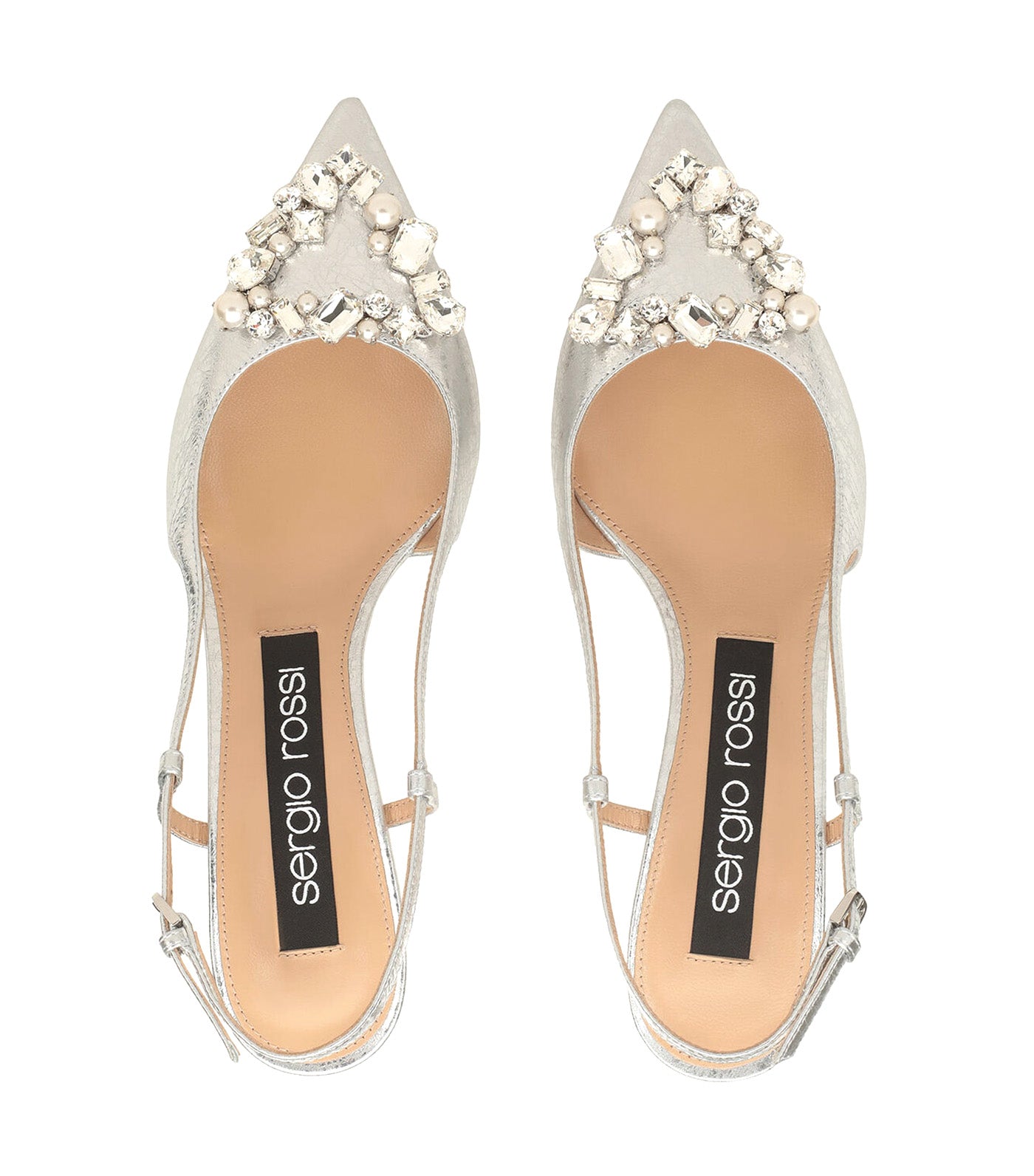 SR Godiva Precious Slingbacks Silver