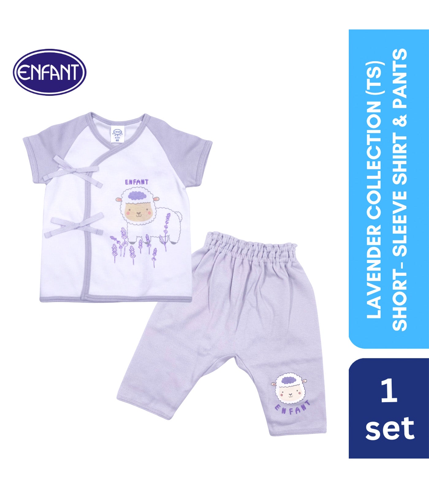 Short-Sleeve Shirt and Pants with Sheep Design