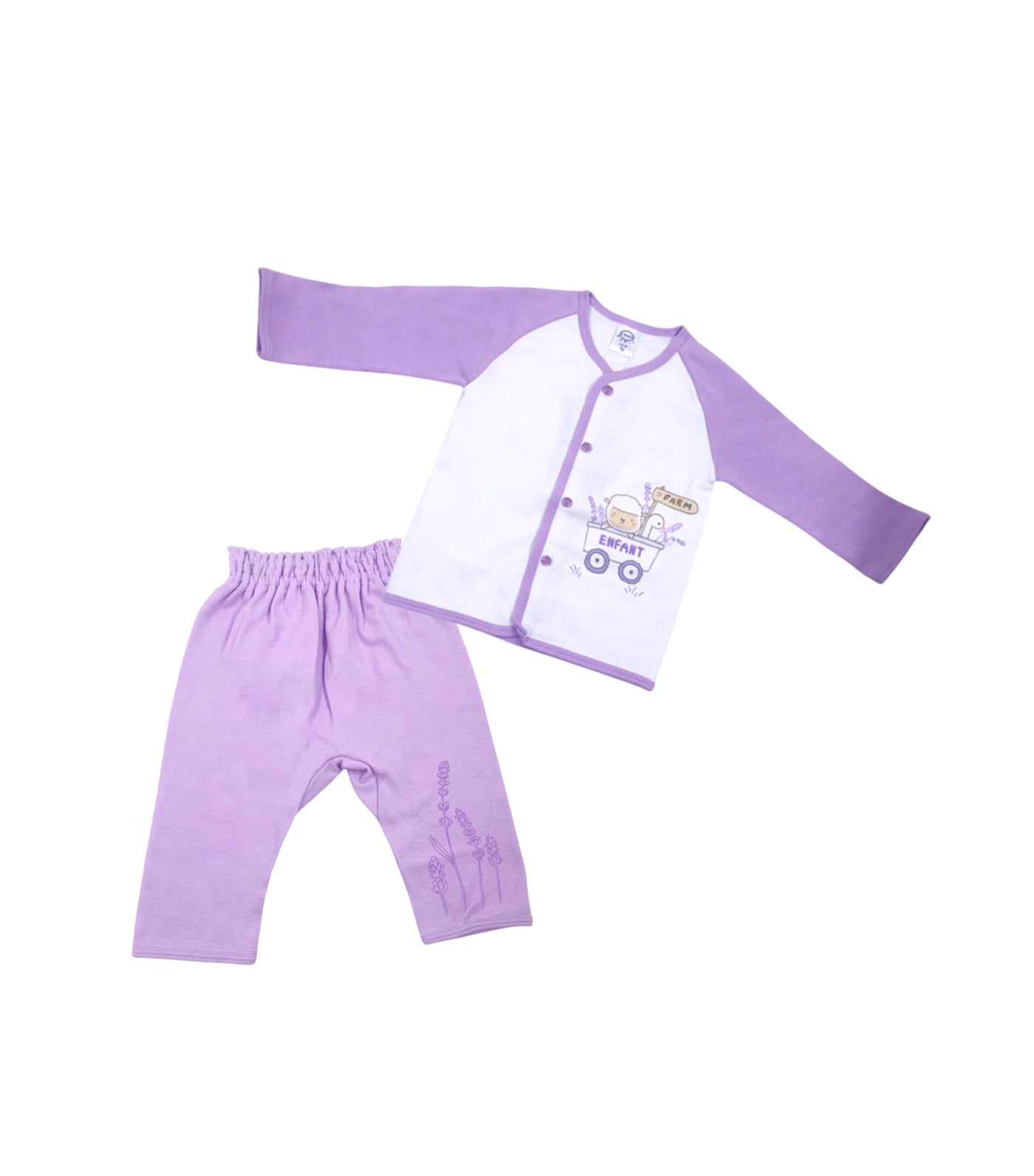 Button Long-Sleeve Shirt and Pants with Sheep Design