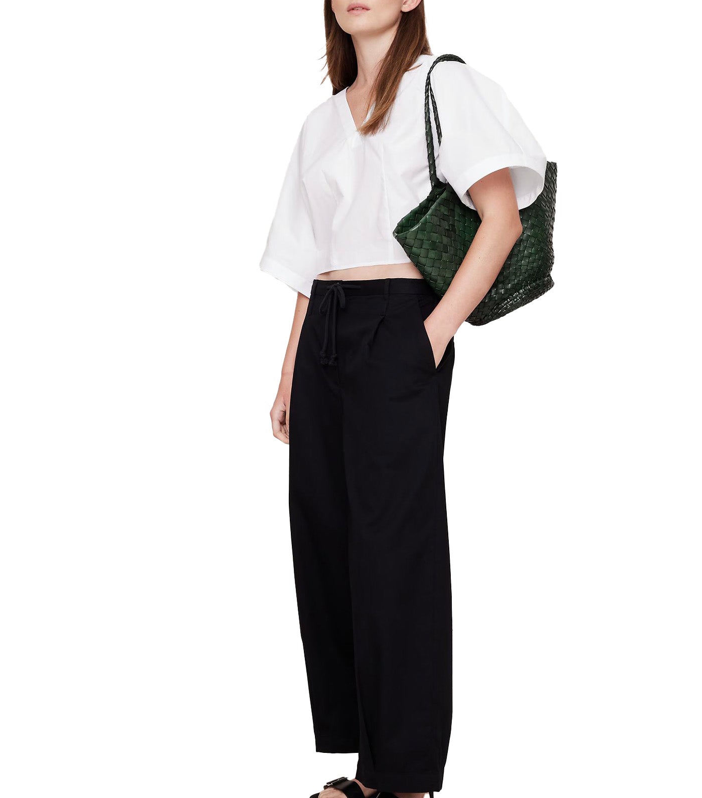 Oversized Cotton Poplin Cropped Top
