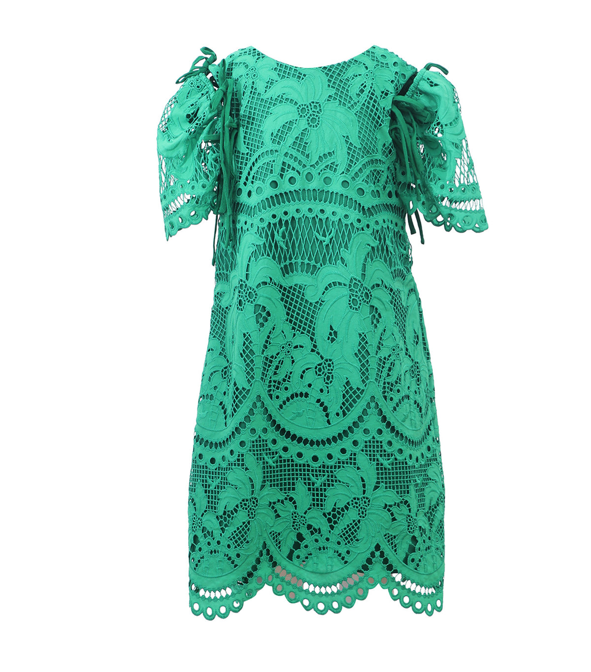Lace Filipiñana Dress with Detachable Soft Sleeves Green