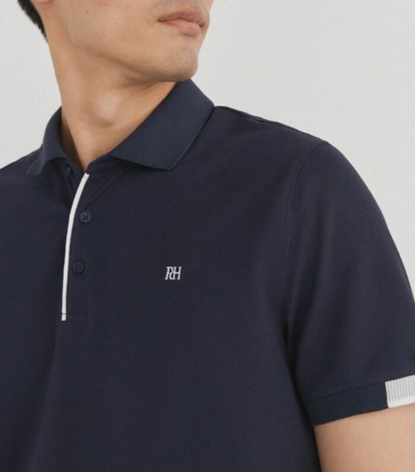 Pedro del Hierro Contrast Cuff Polo Shirt Navy