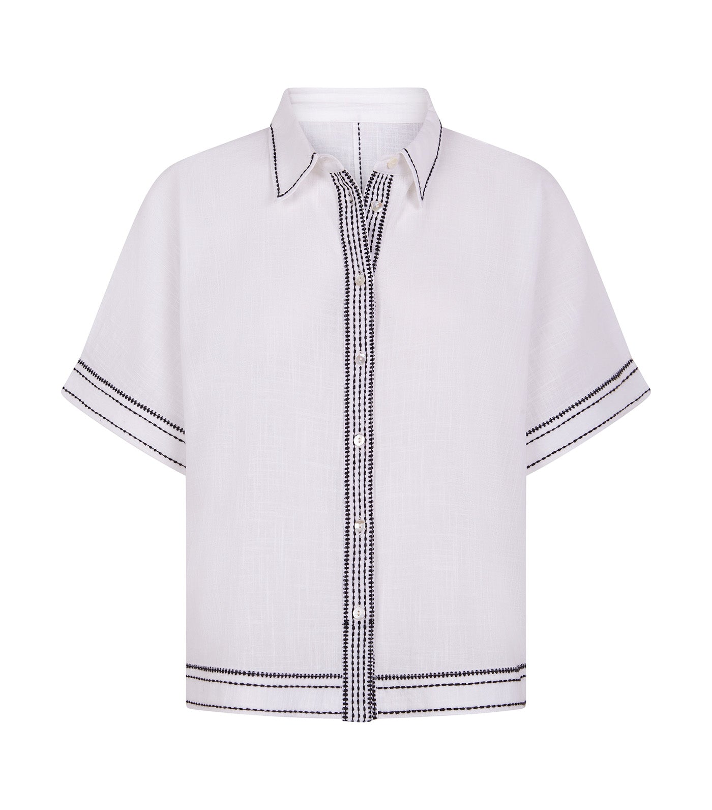 Wide Contrasting Shirt White